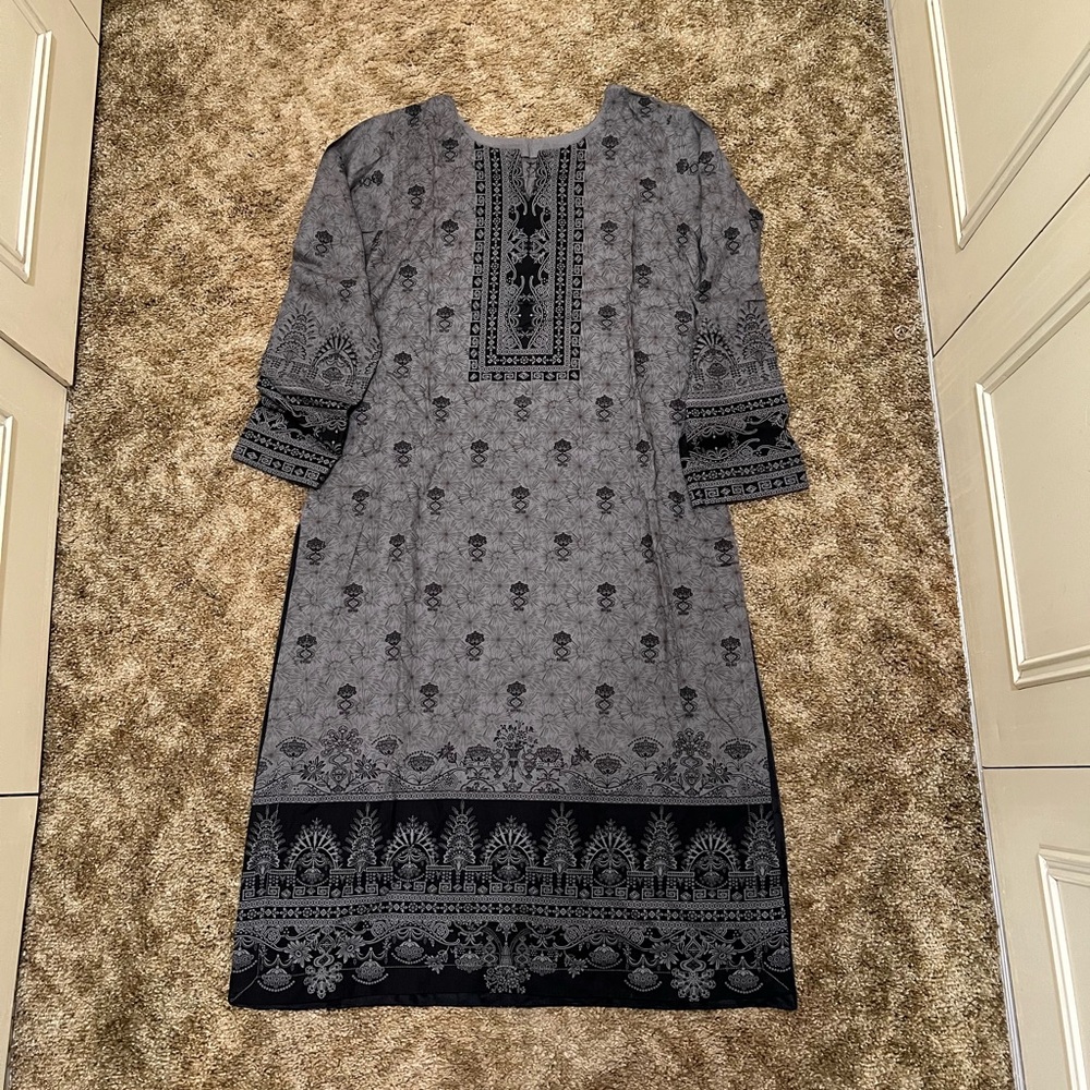 Pakistani Indian Punjabi Printed Linen Shalwar Kameez Suit
